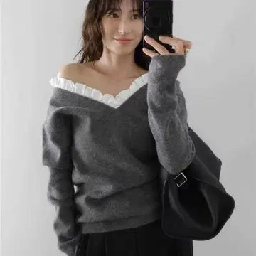 CLANE 2WAY FRILL V NECK KNIT TOPS