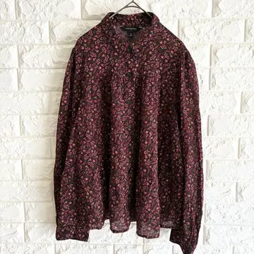 바나나리퍼블릭/긴팔 셔츠/미니 꽃무늬/코튼 100/M/블랙