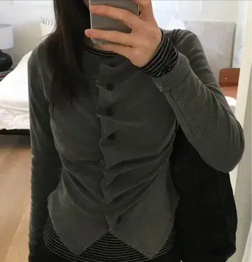 그레이 롱T 셔링T셔츠 한국 가디건