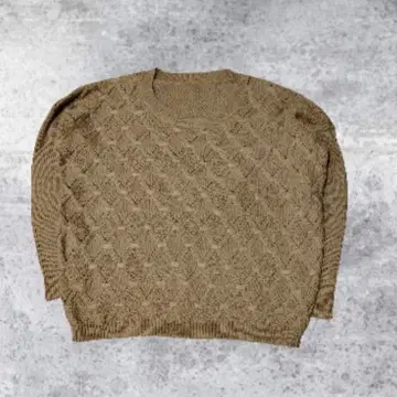 베이지 케이블 짜임 긴팔 스웨터 오버 사이즈