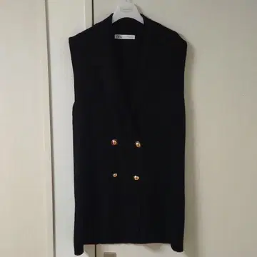 새상품급 ZARA 자라 골드 버튼 니트 베스트 더블 블랙 M 사이즈