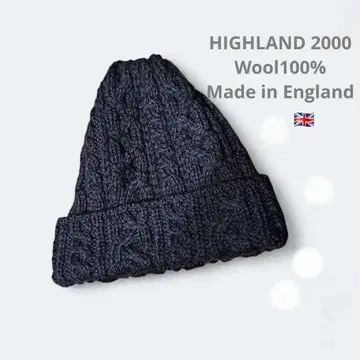 HIGHLAND 2000 다크 네이비 케이블 짜임 니트 모자 영국제
