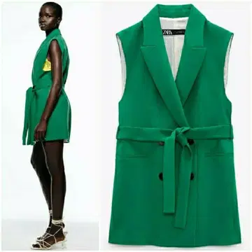 ZARA 오버 프론트 베스트 그린