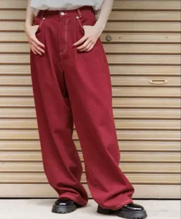 새상품급 PAGEBOY 스티치 턱 와이드 팬츠 M