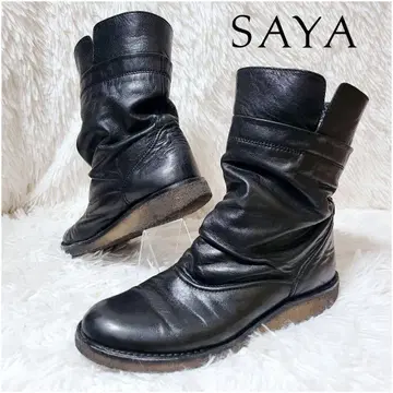 레어 SAYA/사야 소프트 가죽 숏부츠 크레이프솔