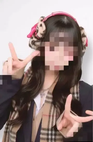 디즈니 레오파드 무늬 핑크 리본 귀도리 미니 귀도리