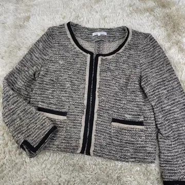 grove 트위드 노카라 자켓 엄마 여성 수트