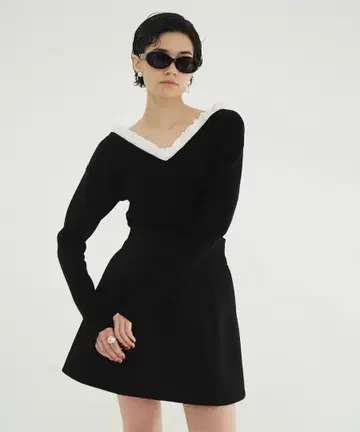 CLANE 2WAY FRILL V NECK KNIT TOPS