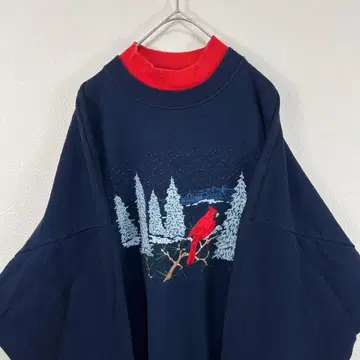 90s usa제 pleasant shade 자수 맨투맨 네이비