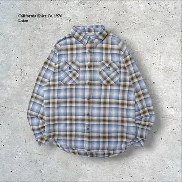 US 구제 의류 그라데이션 체크 셔츠 L 플란넬 셔츠 옴브레
