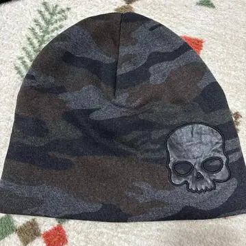 HYDROGEN 카모 패턴 스컬 패치 니트 모자