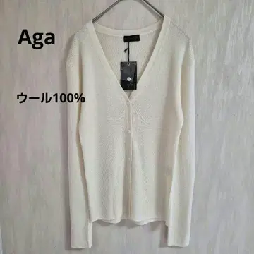 [택 포함 새상품] Aga 아가 야마다야 화이트 가디건 울 100% 9
