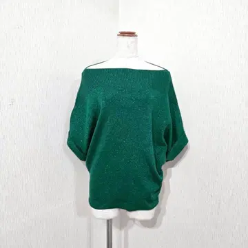 ANNA LUNA 라메 니트 오프숄더풍 돌먼 슬리브 그린 M