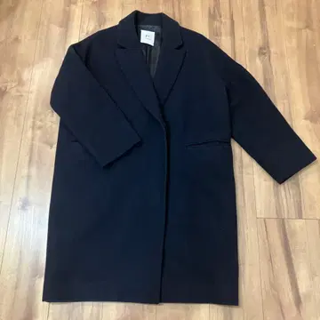 1er Arrondissement 울 체스터 롱 코트 네이비