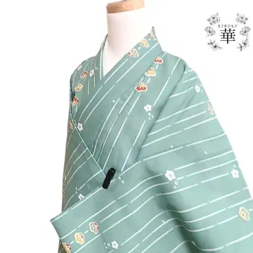 580 화 기모노 워셔블 기모노 코몬 꽃 그린