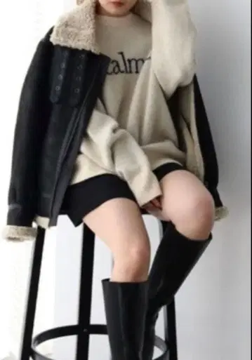 [ 미사용품 ] ungrid 페이크 무스탕 보아 블루종