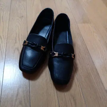 블랙 로퍼 합성 피혁 낮은 힐