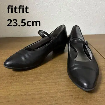 fitfit 스퀘어 힐 펌프스니커 가죽 스트랩 23.5cm