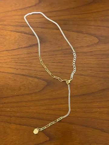 [새상품급] 이아파피요네 D 체인 바이 컬러 롱 목걸이