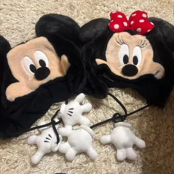 미키 미니 귀도리 모자 팬캡 세트