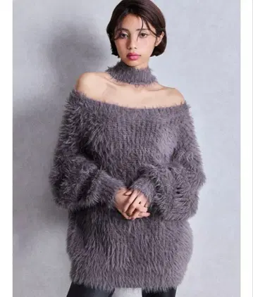 GYDA 2WAY 샤기 초커 니트탑