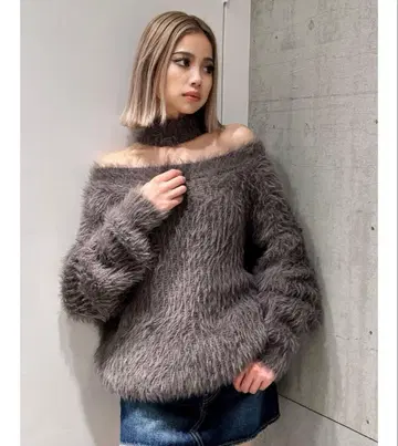 GYDA 2WAY 샤기 초커 니트탑