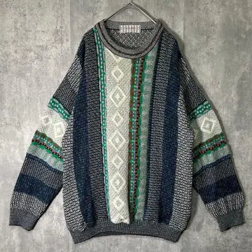 이탈리아제 올 패턴 니트 코튼 아카이브 멀티 컬러