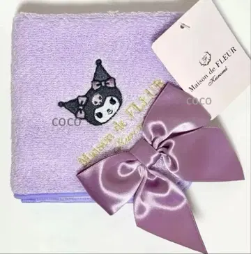 쿠로미 Maison de FLEUR 타월 손수건 산리오 보라색 리본