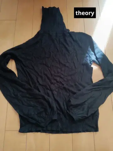 theory 블랙 100% 울 하이넥 니트 스웨터