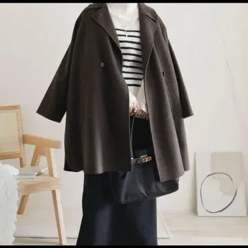 새상품급/리버 판초 코트/브라운