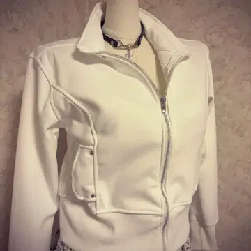 헤이세이 갸루 화이트 십자가 집업 후드티 크로스 프린트 펑크