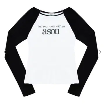 한국 as'on 아즈온 ason 긴팔 래글런 롱 슬리브 탑 Y2K 롱티