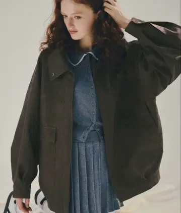 다크 브라운 볼륨 슬리브 자켓 프리 사이즈