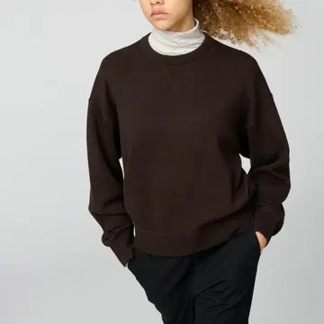 유니클로C [새상품] 스무스 코튼 크루넥 스웨터 다크 브라운 M