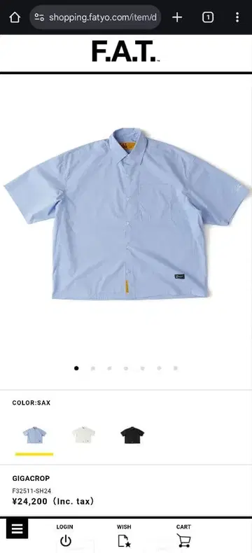 FAT GIGACROP 반팔 셔츠 스키니 사이즈