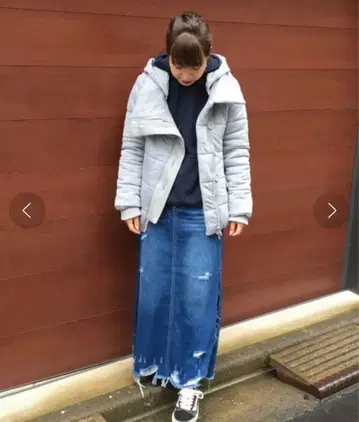 me Jane 미제인 크러쉬 데님 롱 스커트 새상품 네이비