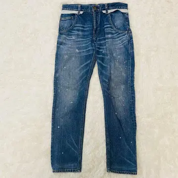 WHITE LINE 페인트 가공 데님 팬츠 코튼 일본제 S