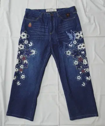 산마루이치 청바지 데님 자수 개구리 벚꽃 빅사이즈