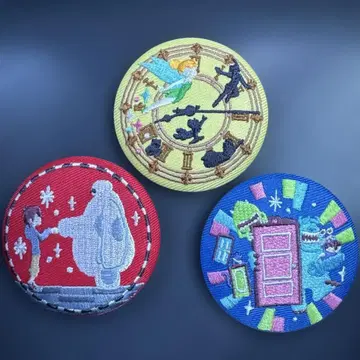 디즈니 자수 캔뱃지 비스킷 3개 세트