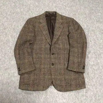 DAKS 테일러드 자켓 체크 무늬 브라운 XL 울