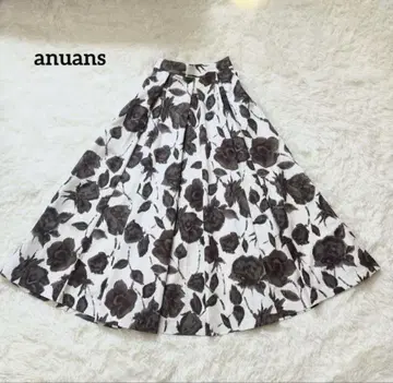 anuans 페인트 플라워 볼륨 플레어 스커트 M