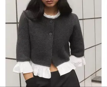 ZARA 포플린 콤비 니트 자켓