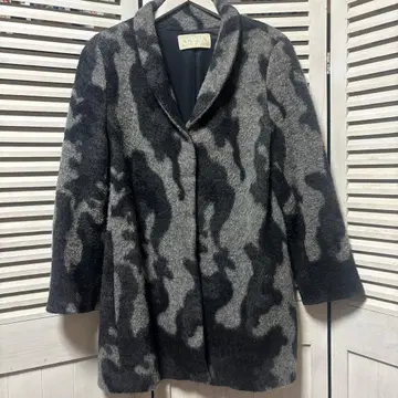 KRIZIA 카모플라쥬 패턴 울, 알파카 체스터 코트 42