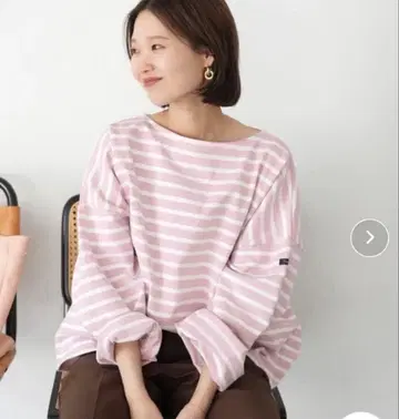 SLOBE IENA 루미노아 빅 보더 티셔츠 프리 사이즈 핑크