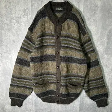 스웨덴 빈티지 니트 가디건 올 패턴 울 어스 컬러