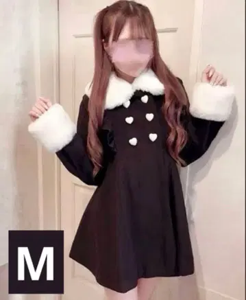 시마무라 모에냐 하트 버튼 프릴 코트 M 양산형