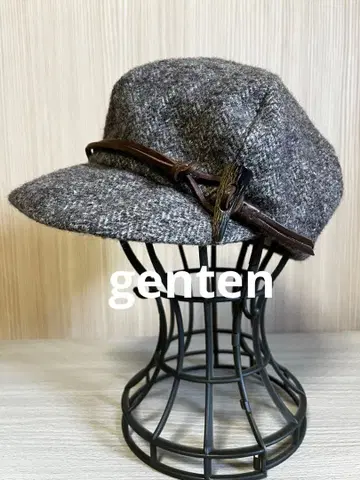 브라운 울 헌팅 캡 가죽 포함