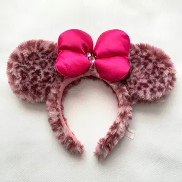 디즈니 미니 마우스 레오파드 무늬 핑크 머리띠