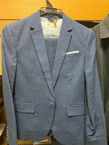 H&M 다크 블루 테일러드 자켓과 팬츠 세트
