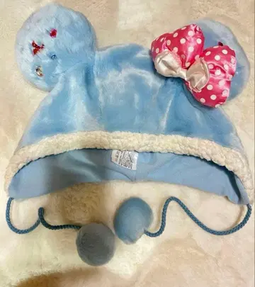 디즈니 팬 캡 스카이블루 미니 리본 부착